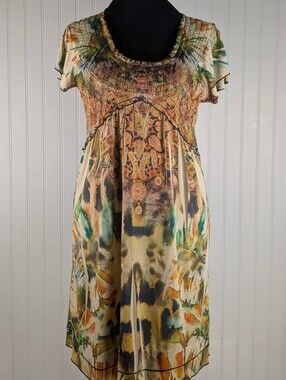 Unity World Wear Patterned Short Sleeve Dress Size Large